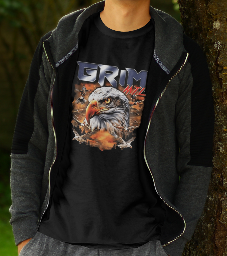 Grim MTL Bald Eagle Fierce Wildlife Scene T-Shirt