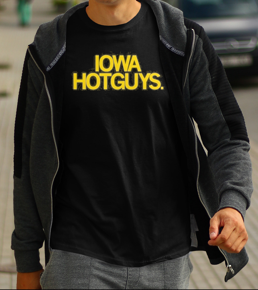 Iowa Hotguys Bold Yellow Typography Pullover T-Shirt