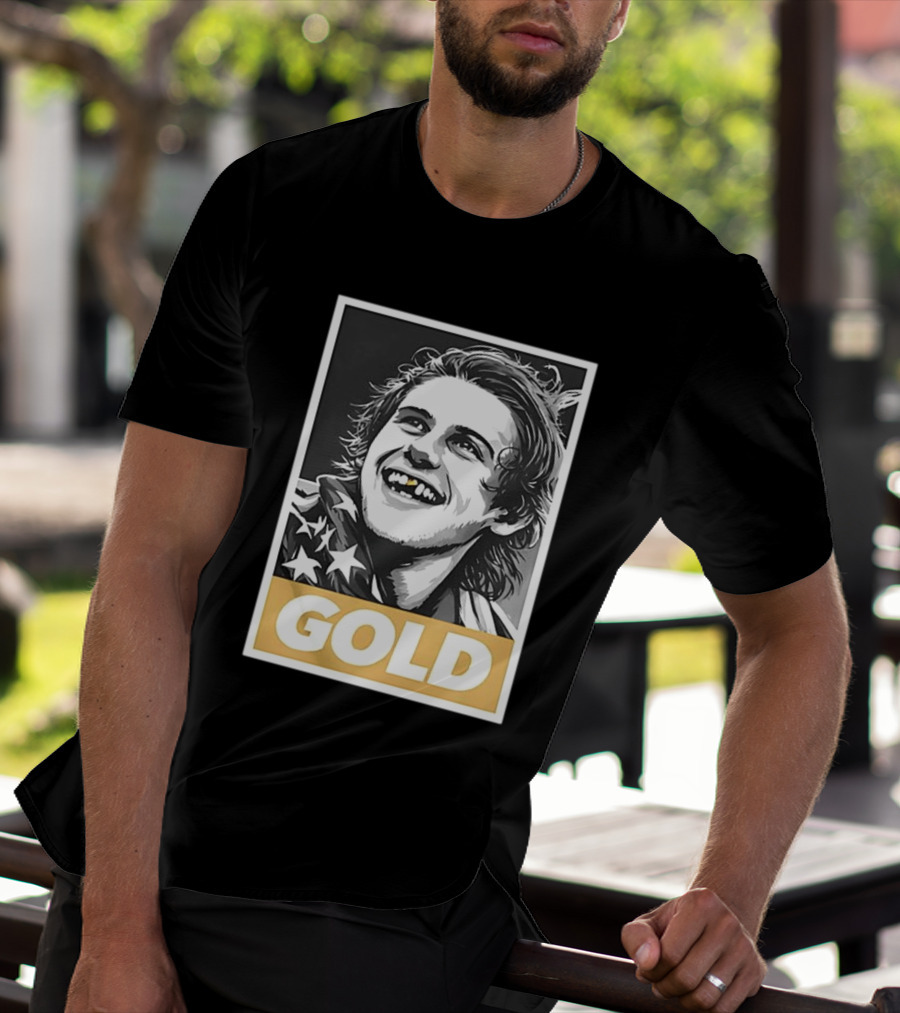 Jack Hughes Team USA 2026 Gold Hockey Smile Iconic Victory Celebration T-Shirt