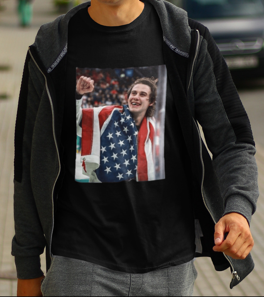 Jack Hughes USA Hockey Celebrates Gold Victory T-Shirt