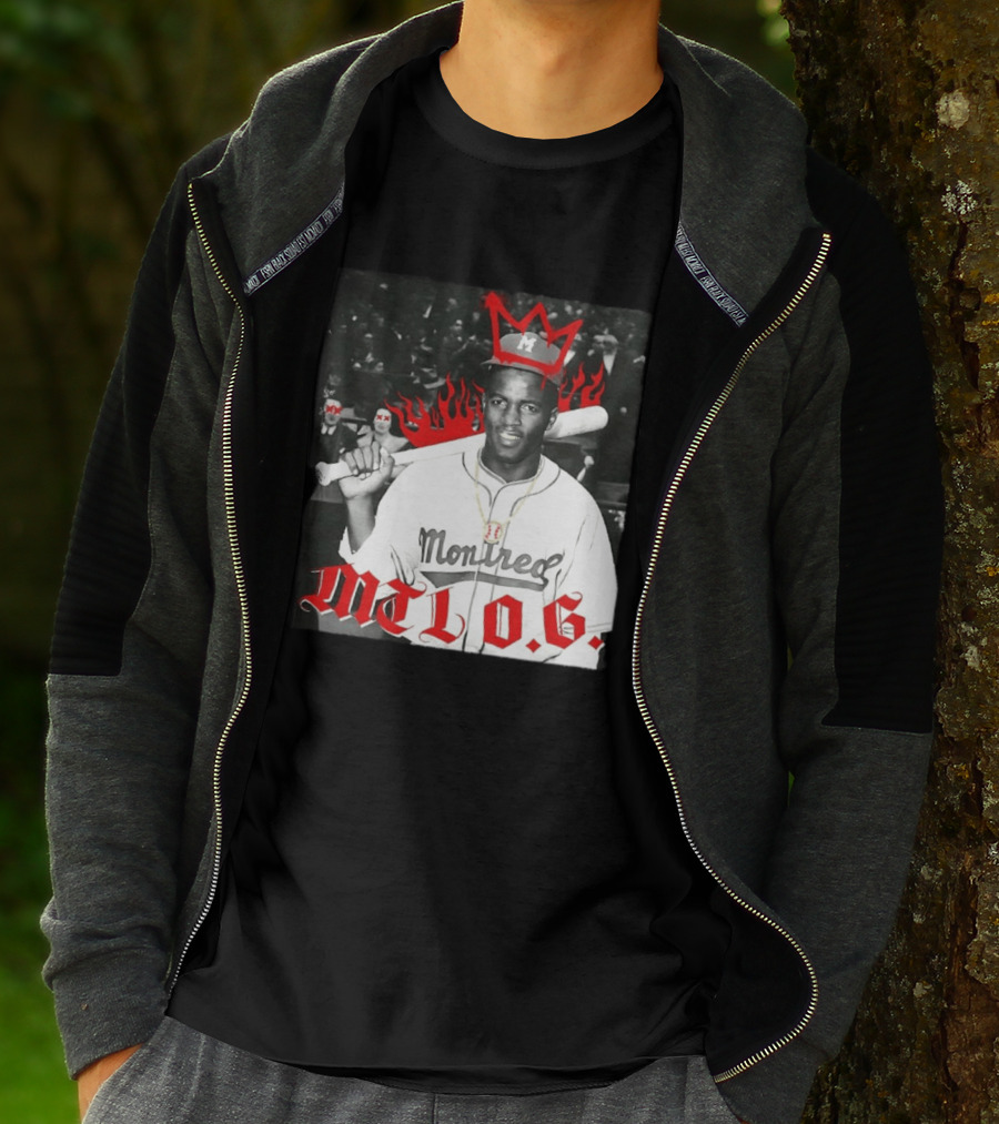 Jackie Robinson Montreal MTL O.G. Baseball Legend Icon Red Crown Flames T-Shirt
