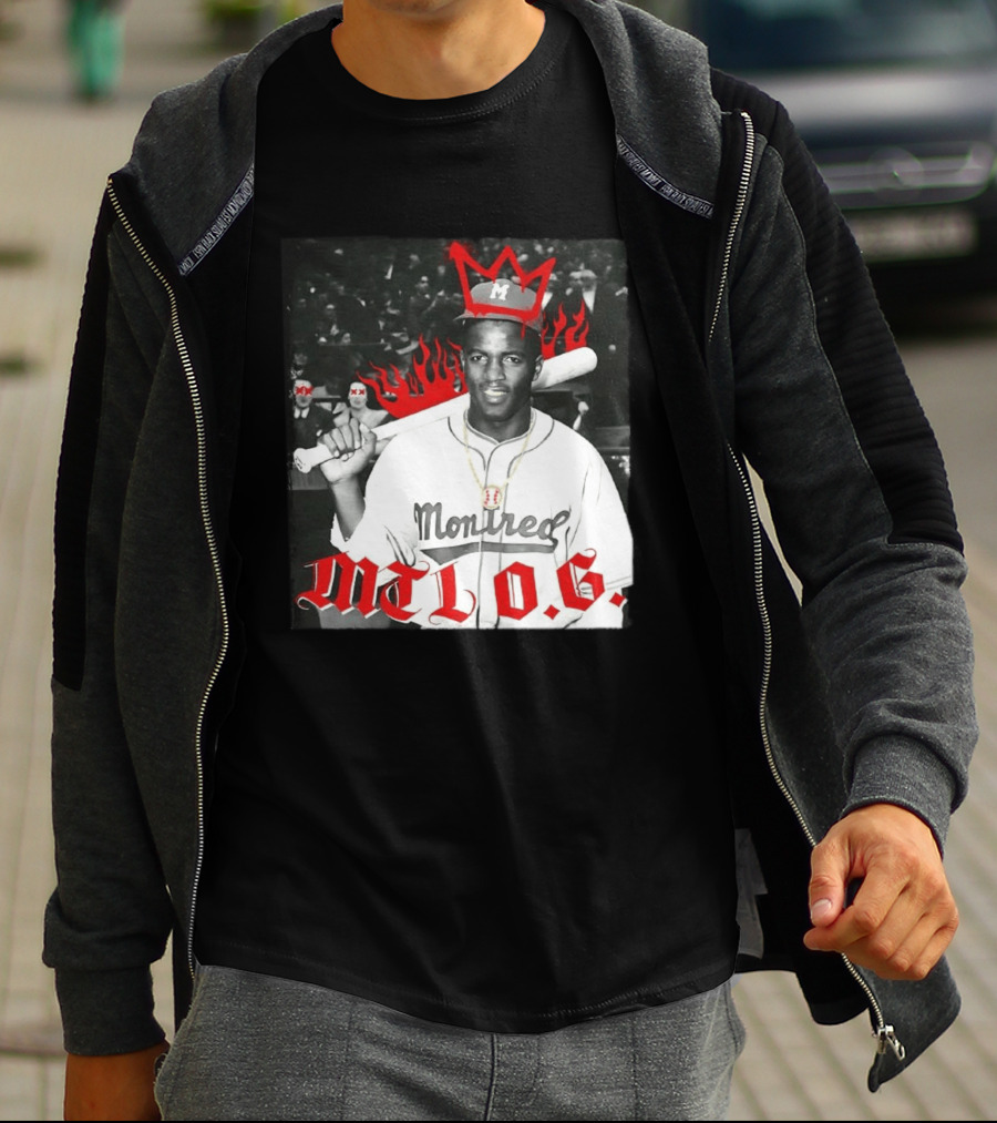 Jackie Robinson Montreal MTL O.G. Baseball Legend Icon Red Crown Flames T-Shirt