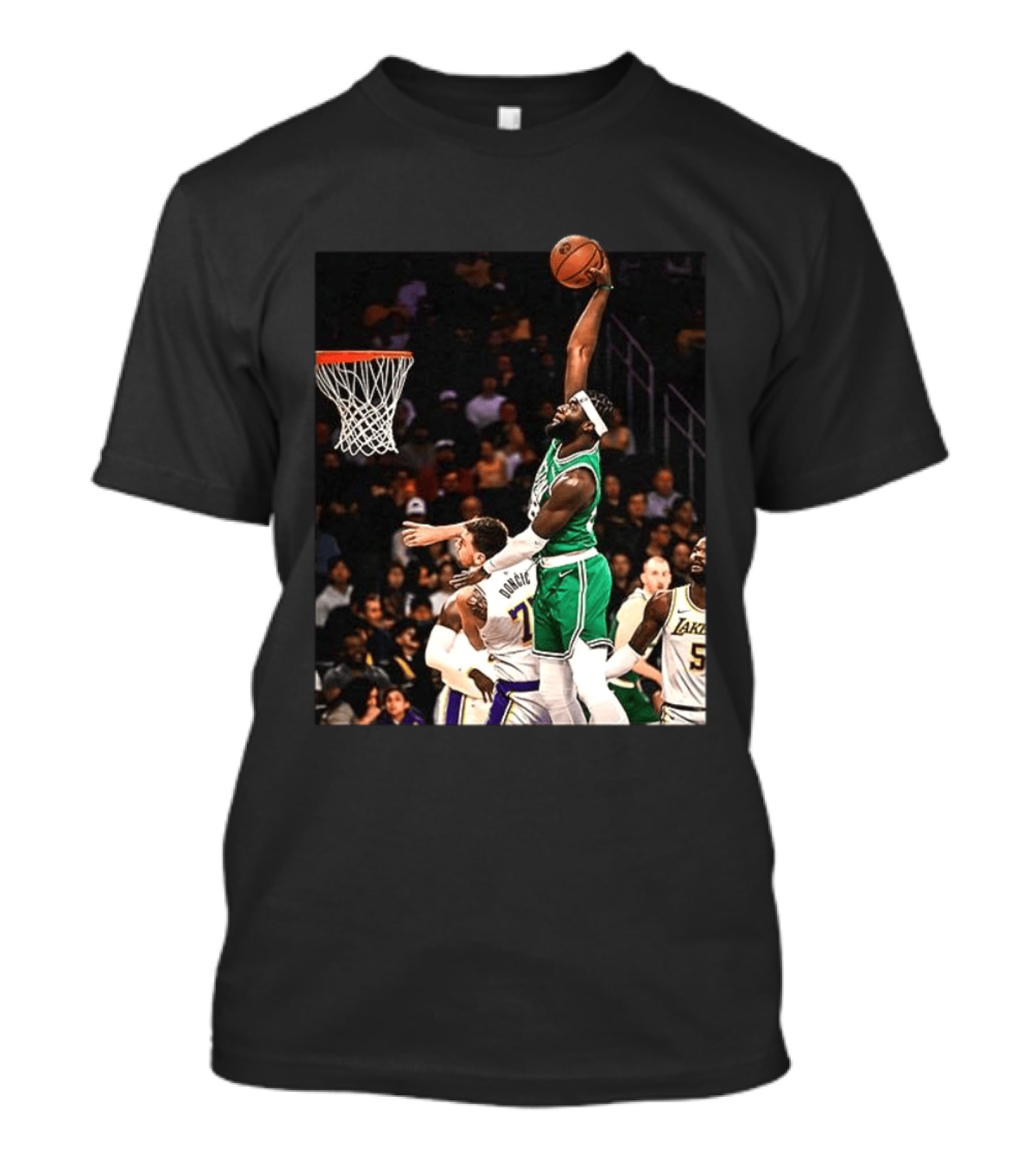 Boston Celtics Neemias Queta Dunking Against Lakers NBA Action T-Shirt