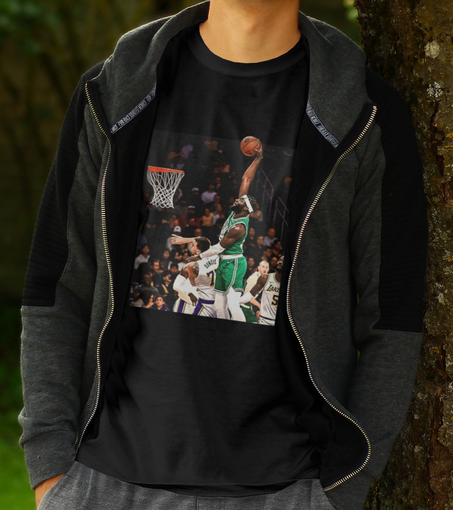 Boston Celtics Neemias Queta Dunking Against Lakers NBA Action T-Shirt
