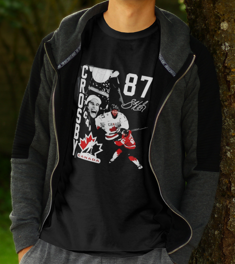 Crosby 87 Canada Hockey Maple Leaf Number Signature T-Shirt