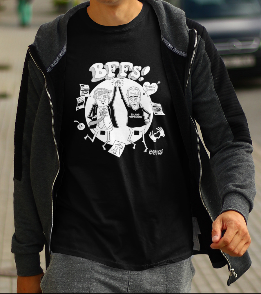 Trump America Great Makes And Jeffrey Epstein Island Proprietors BFFS! Kelly High Five Sketch T-Shirt