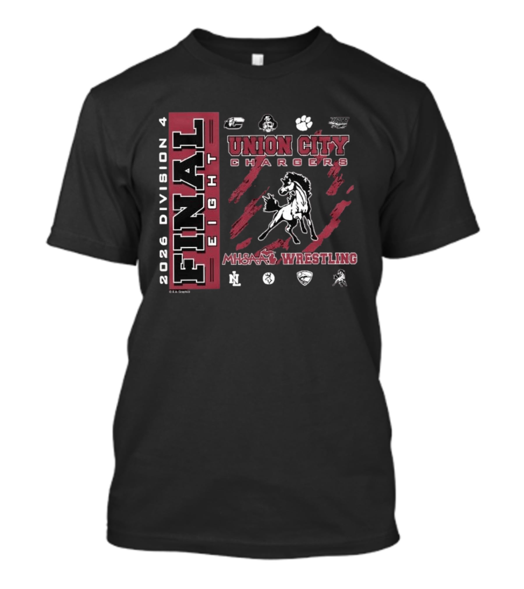 Union City Chargers 2026 MHSAA Wrestling Final Eight Division 4 T-Shirt