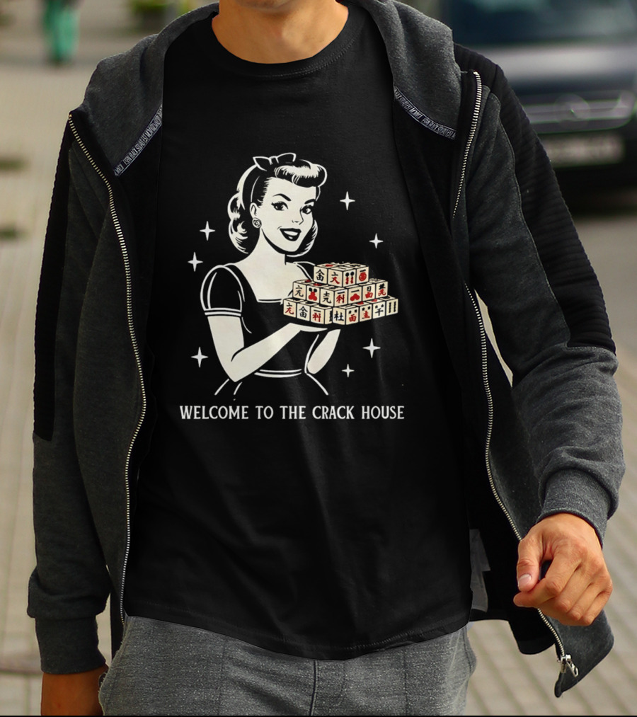 Welcome To The Crack House Retro Style Mahjong Blocks Lady T-Shirt