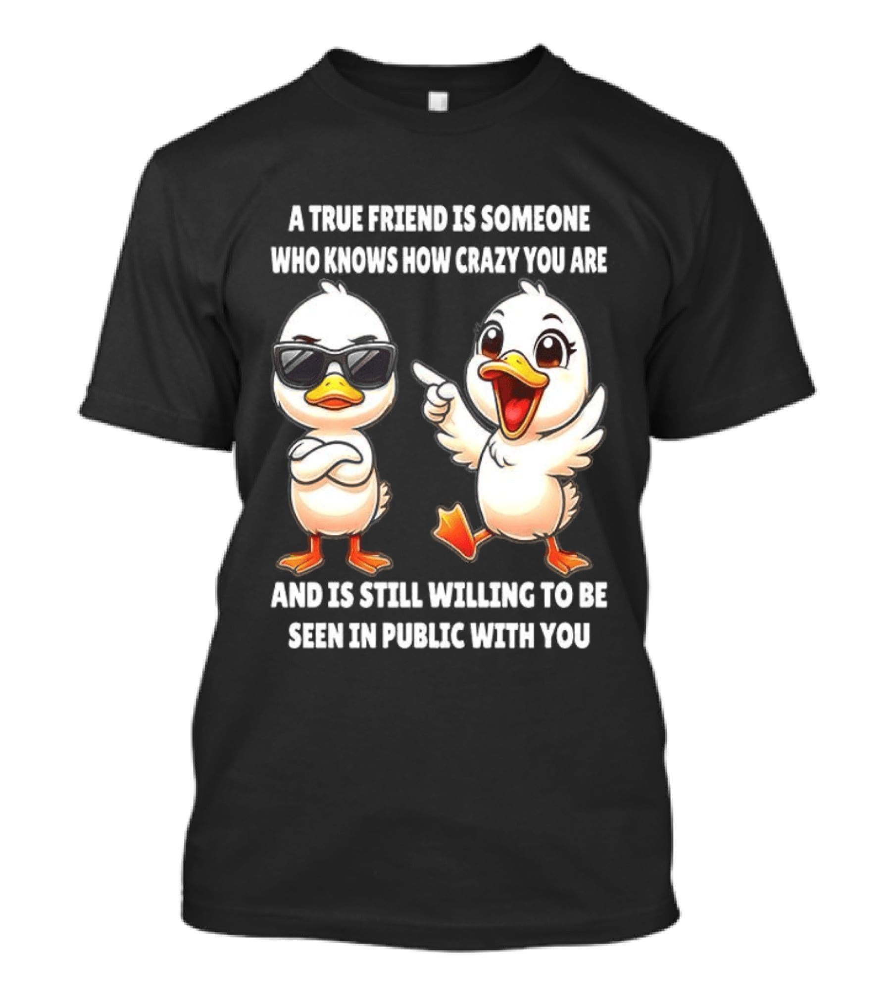 A True Friend Who Knows How Crazy You Are Willing To Be Seen In Public With You Duck T-Shirt