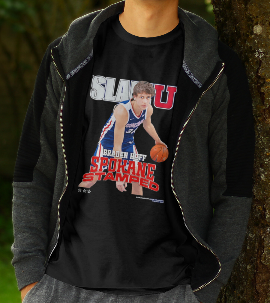Braden Huff Gonzaga Bulldogs SlamU Spokane Stamped Basketball T-Shirt
