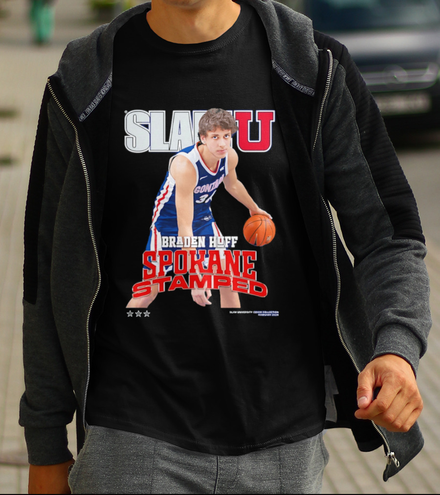 Braden Huff Gonzaga Bulldogs SlamU Spokane Stamped Basketball T-Shirt