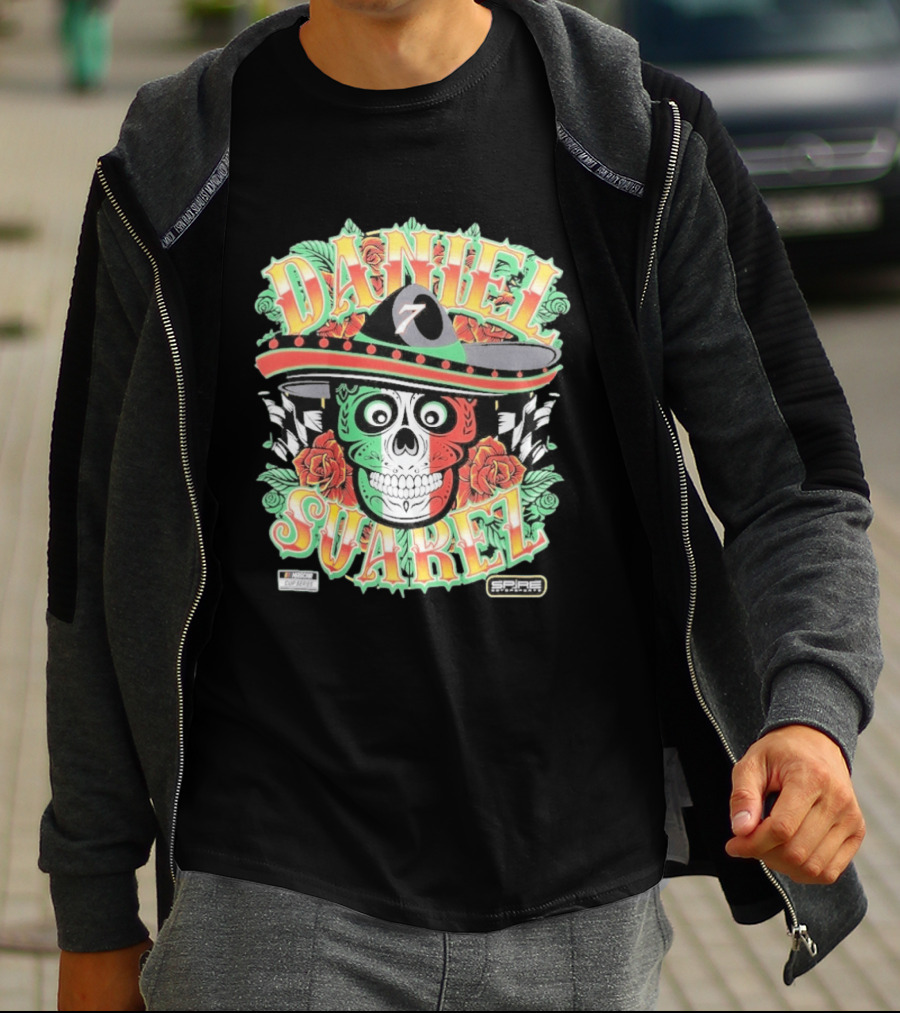 Daniel Suarez Sombrero Skull #7 Spire Motorsports NASCAR Cup Series T-Shirt