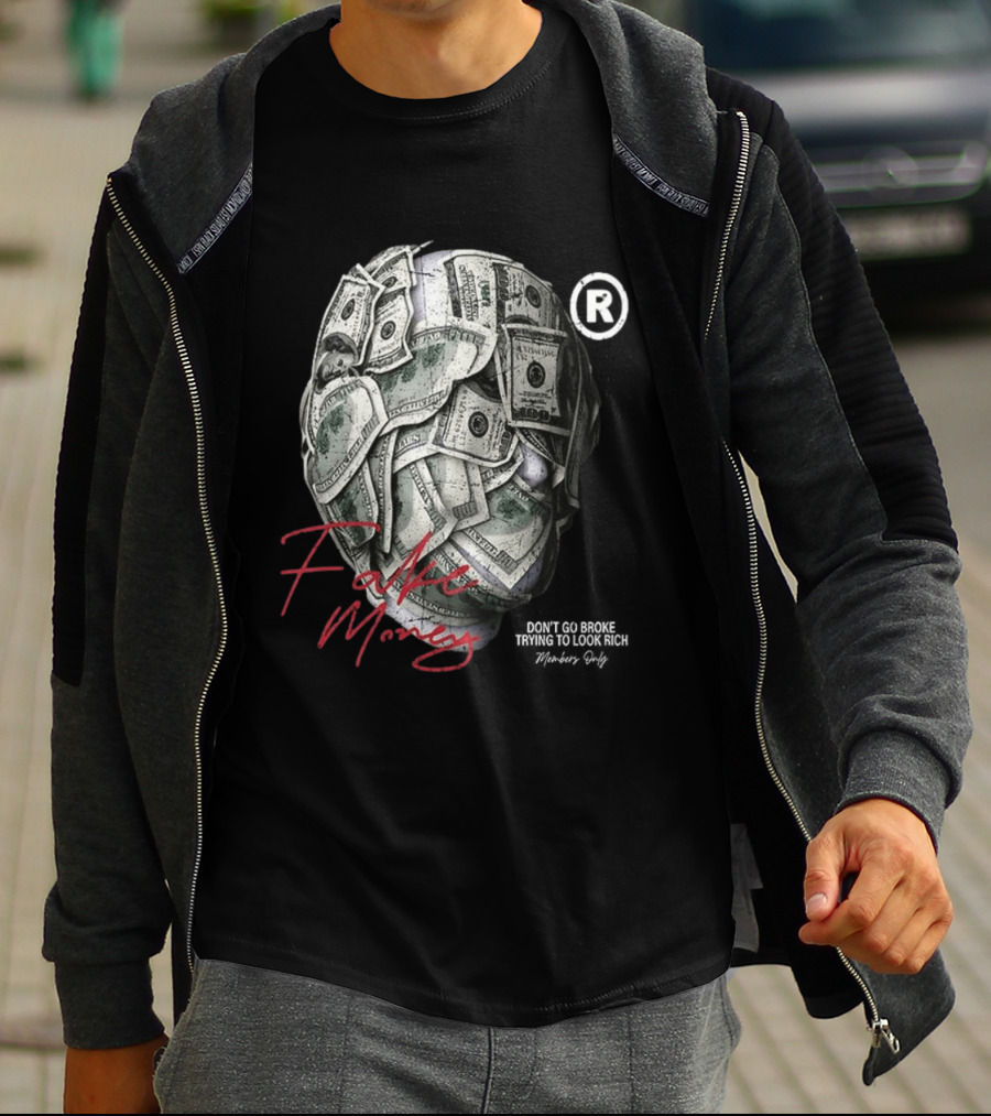 Fake Money Masked Head Members Only Rich Trademark T-Shirt
