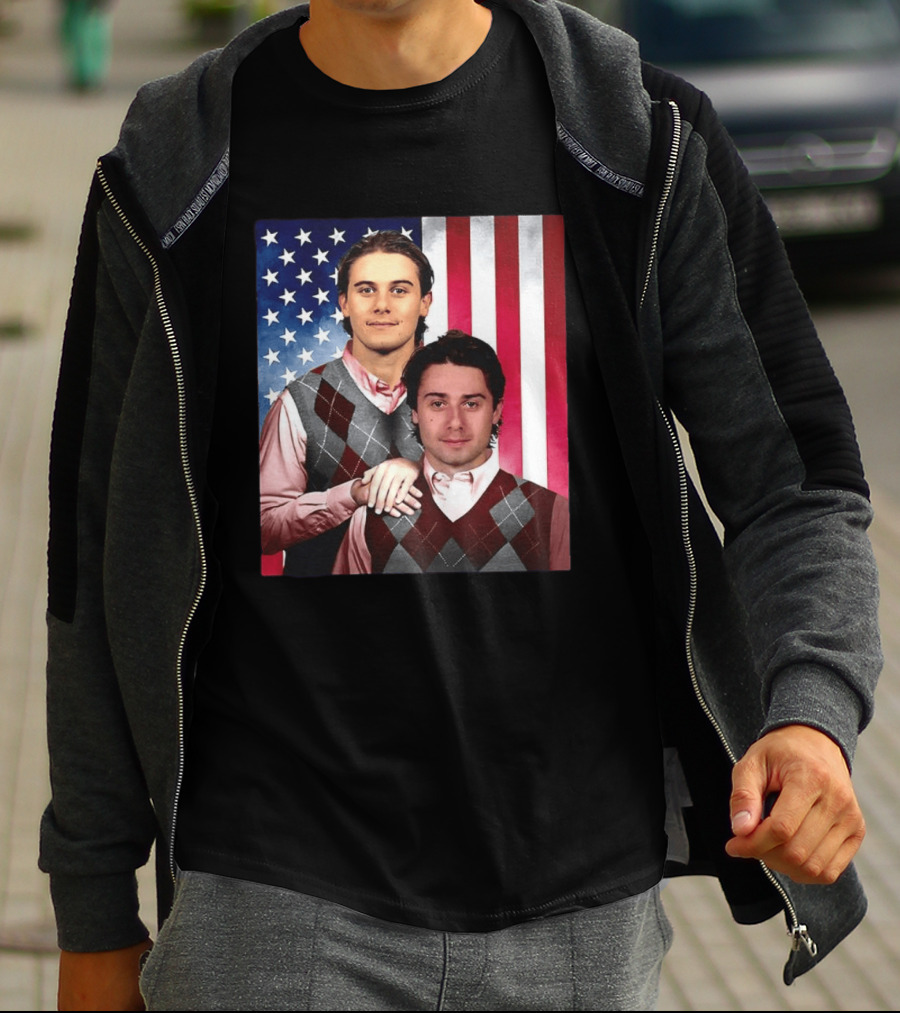 Jack Quinn Hughes USA Hockey Step Brothers American Flag T-Shirt