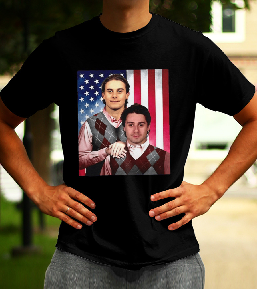 Jack Quinn Hughes USA Hockey Step Brothers American Flag T-Shirt