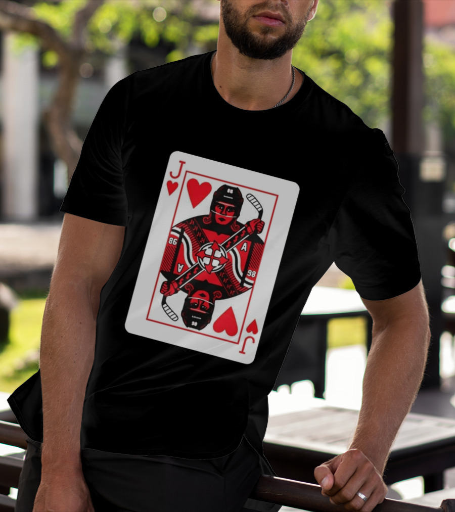 Jack Hughes Playing Card Hockey Jersey 86 Jack Of Hearts Ace T-Shirt
