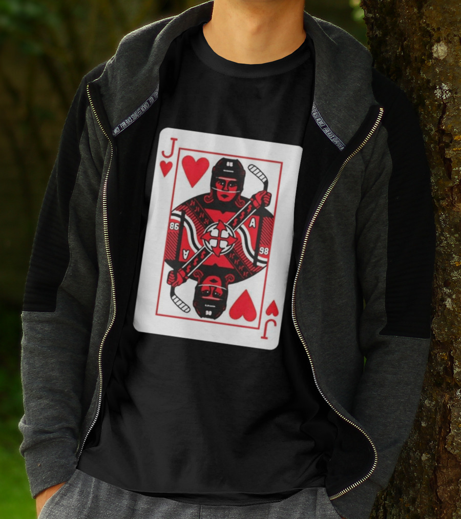 Jack Hughes Playing Card Hockey Jersey 86 Jack Of Hearts Ace T-Shirt