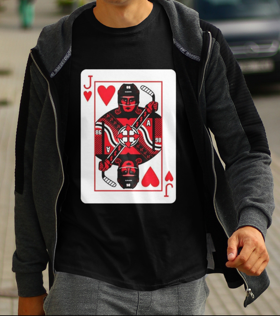 Jack Hughes Playing Card Hockey Jersey 86 Jack Of Hearts Ace T-Shirt
