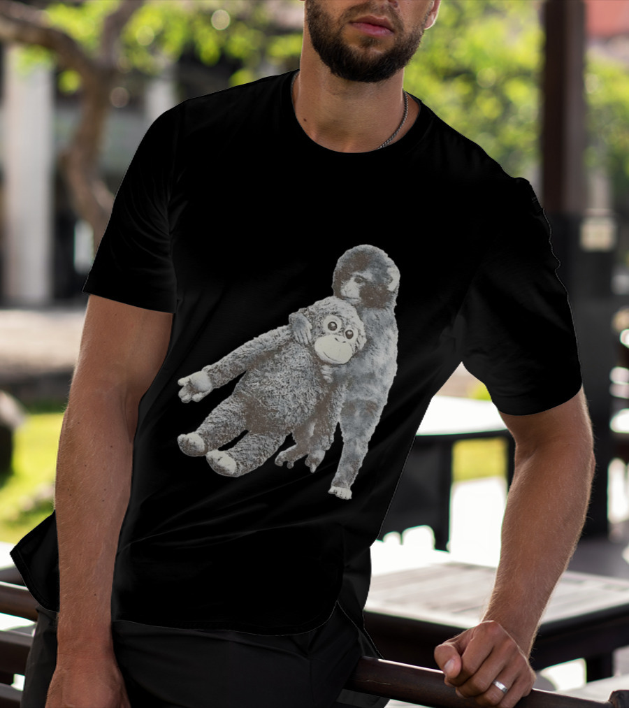 Punch Kun Monkey Plush Toy Hugging Scene T-Shirt