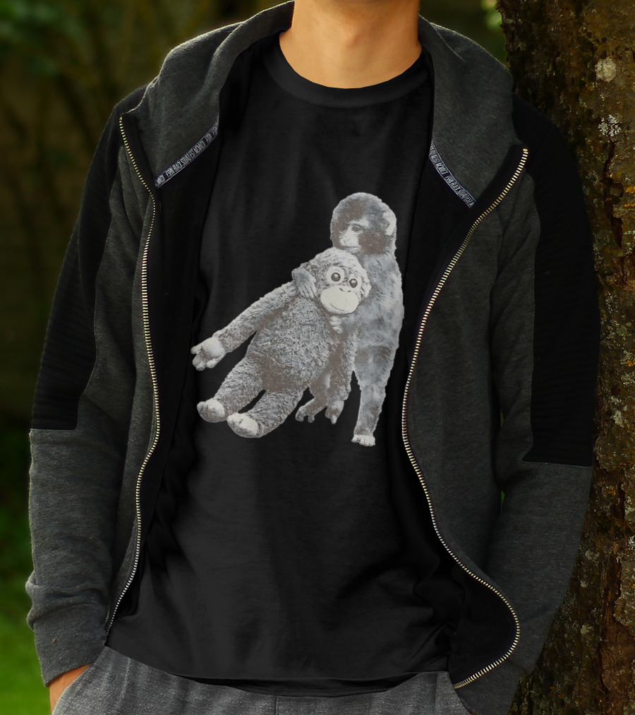 Punch Kun Monkey Plush Toy Hugging Scene T-Shirt