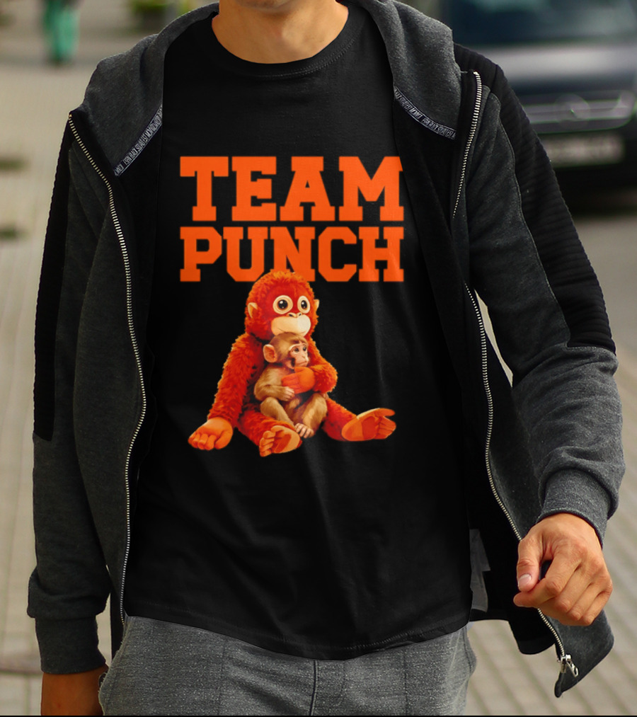 Team Punch Monkey Duo 2026 Vibrant Orange Characters T-Shirt