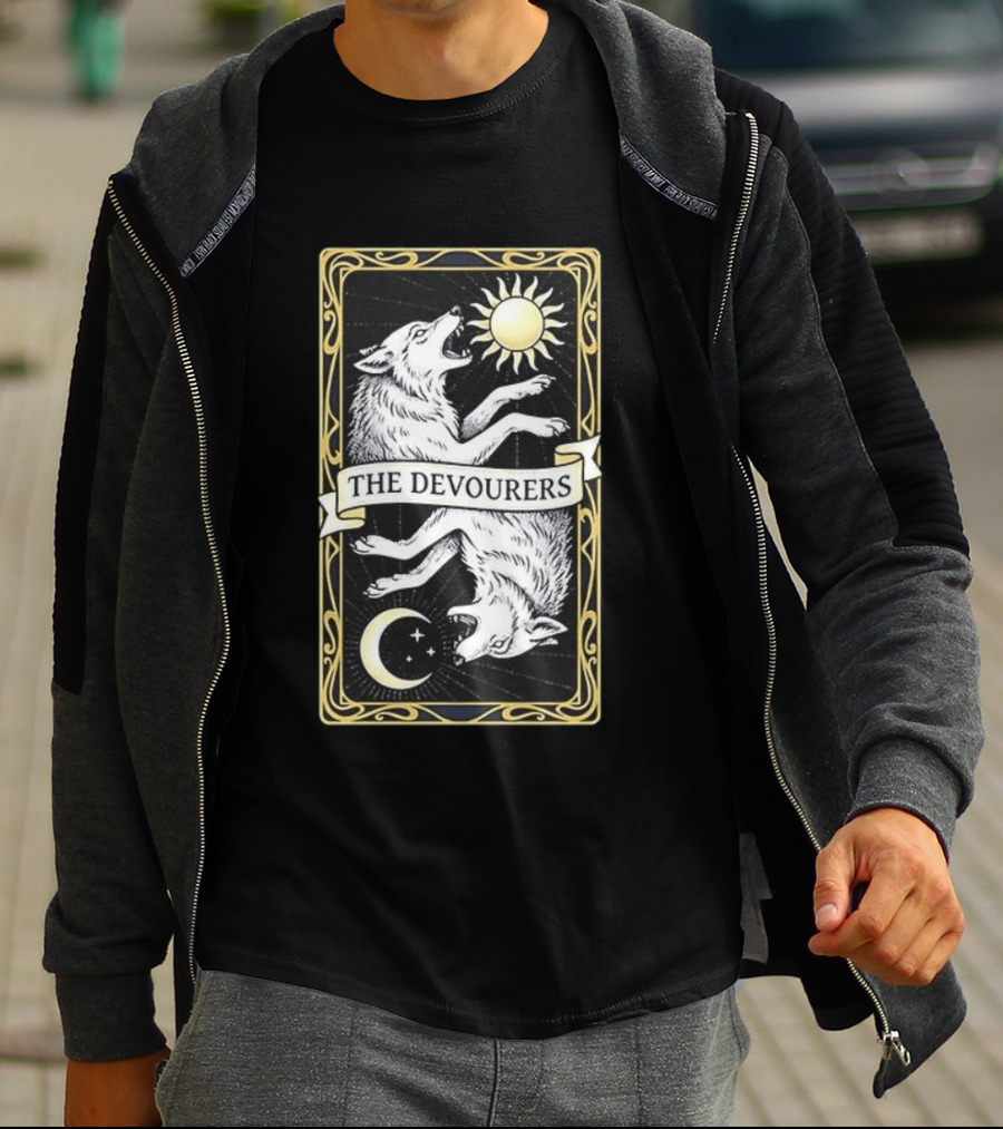 Skoll And Hati Norse Mythology Tarot Card Sun And Moon Wolves The Devourers T-Shirt