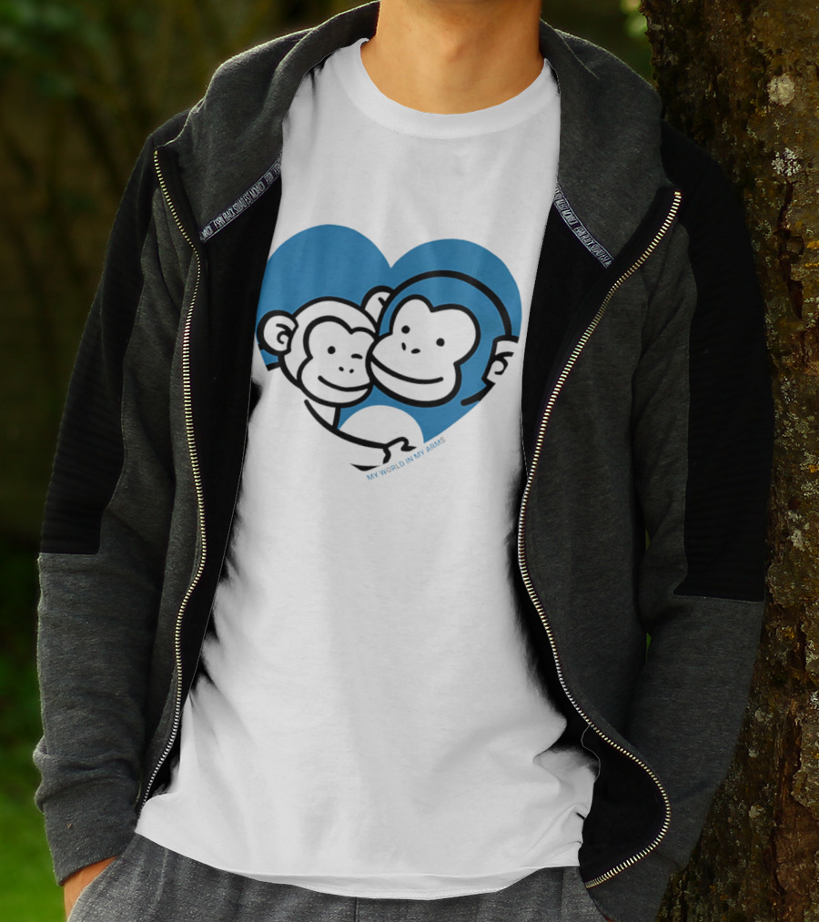 My World In My Arms Heart With Punchi Monkeys T-Shirt