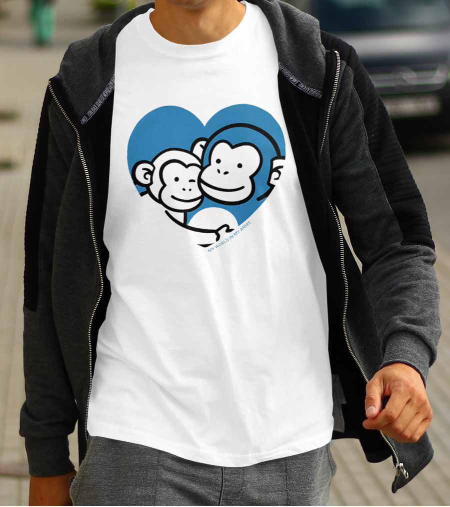 My World In My Arms Heart With Punchi Monkeys T-Shirt