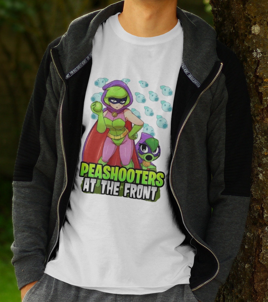 Peashooters At The Front Superhero Style Action Adventure T-Shirt