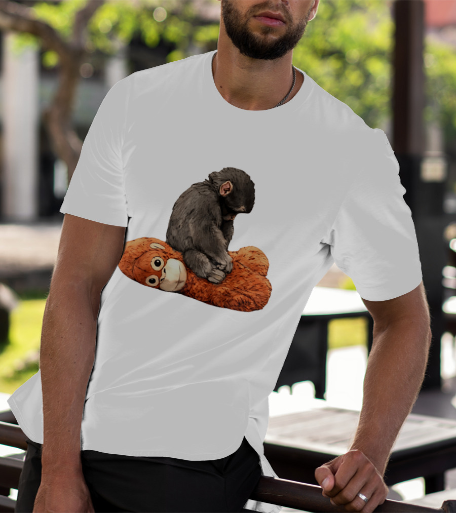 Punch Kun Protect Baby Monkey Comfort Plush Hugging Companion T-Shirt