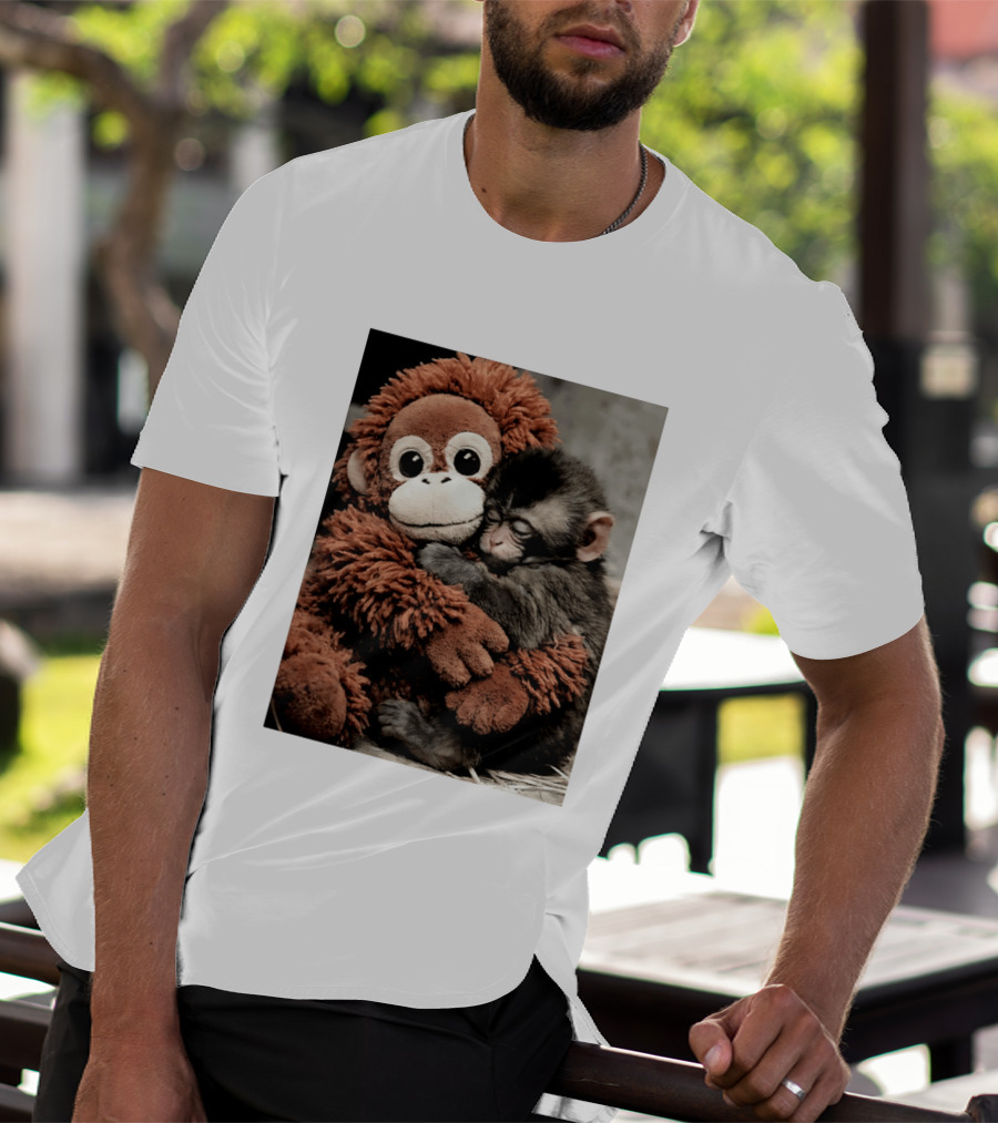 Punch Kun Cuddly Punch Monkey Hugging Plush Toy T-Shirt