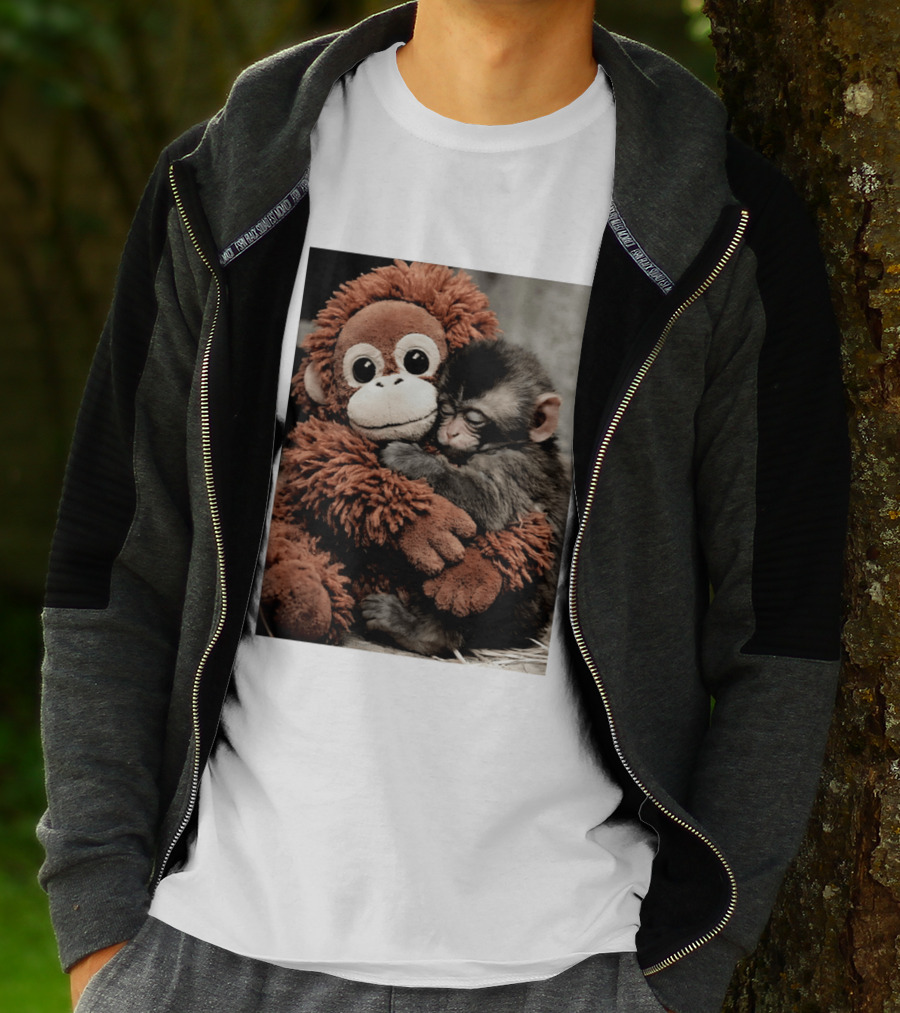 Punch Kun Cuddly Punch Monkey Hugging Plush Toy T-Shirt