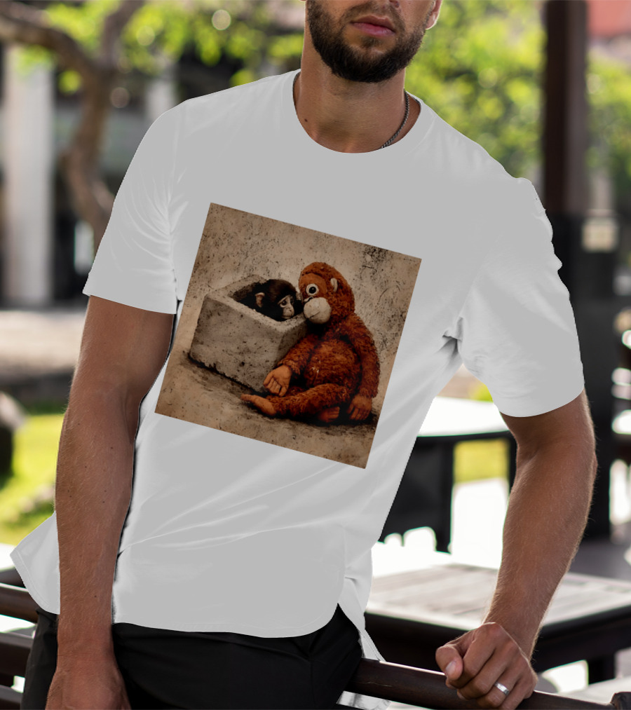 Punch Kun Punch The Monkey Cuddling Plush Toy Block Scene T-Shirt