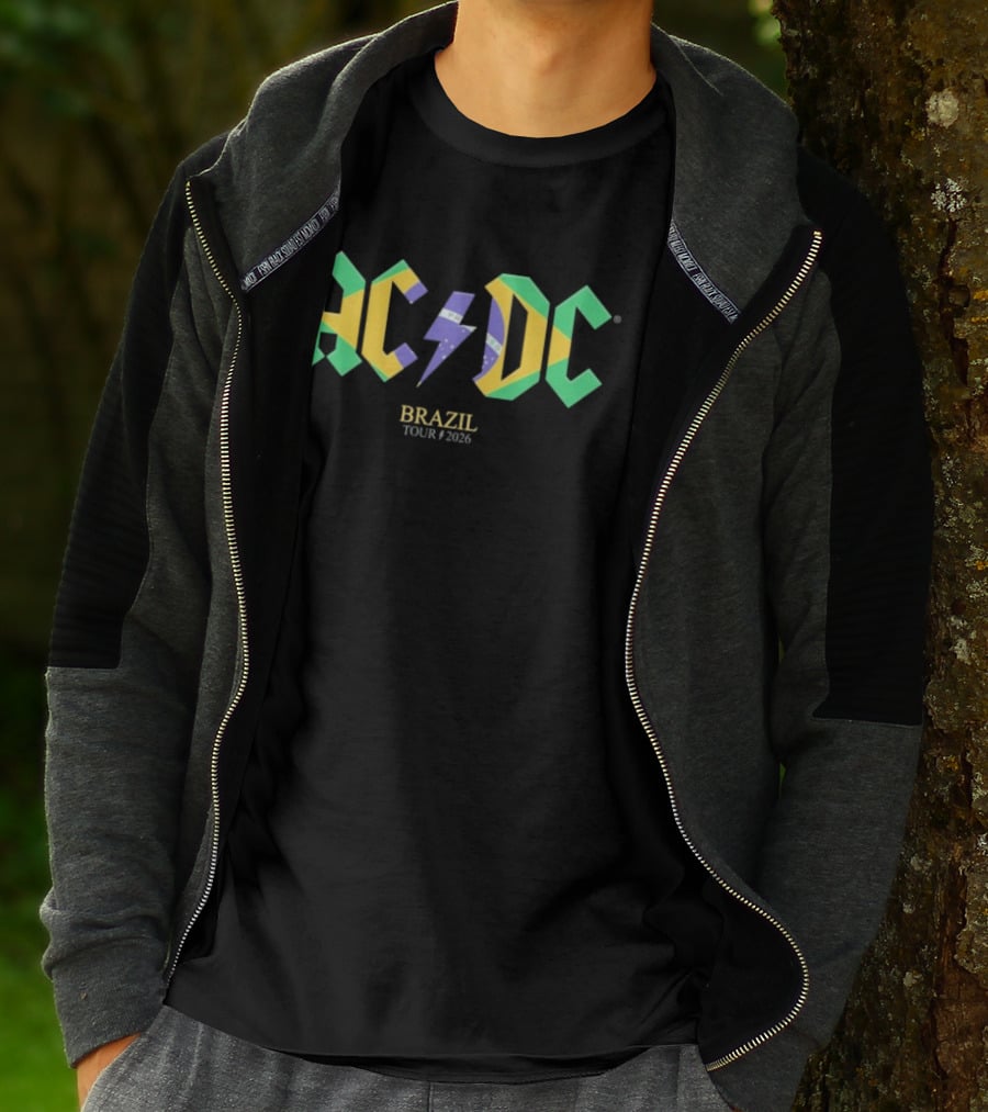 ACDC Brazil Tour 2026 Logo With Flag T-Shirt