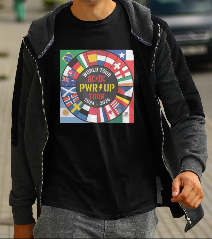 ACDC Pwr Up World Tour 2024 2026 International Flags Edition T-Shirt