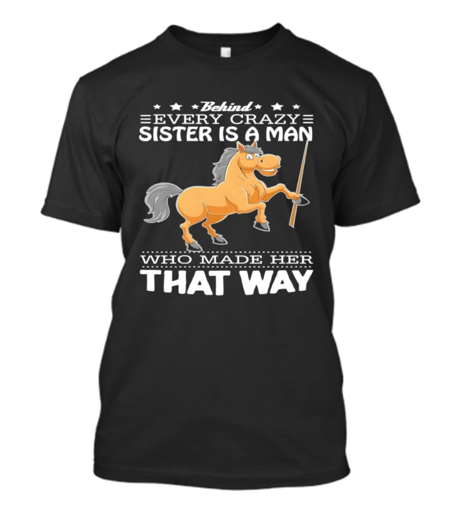 Behind Every Crazy Sister Is A Man Who Made Her That Way Horse T-Shirt