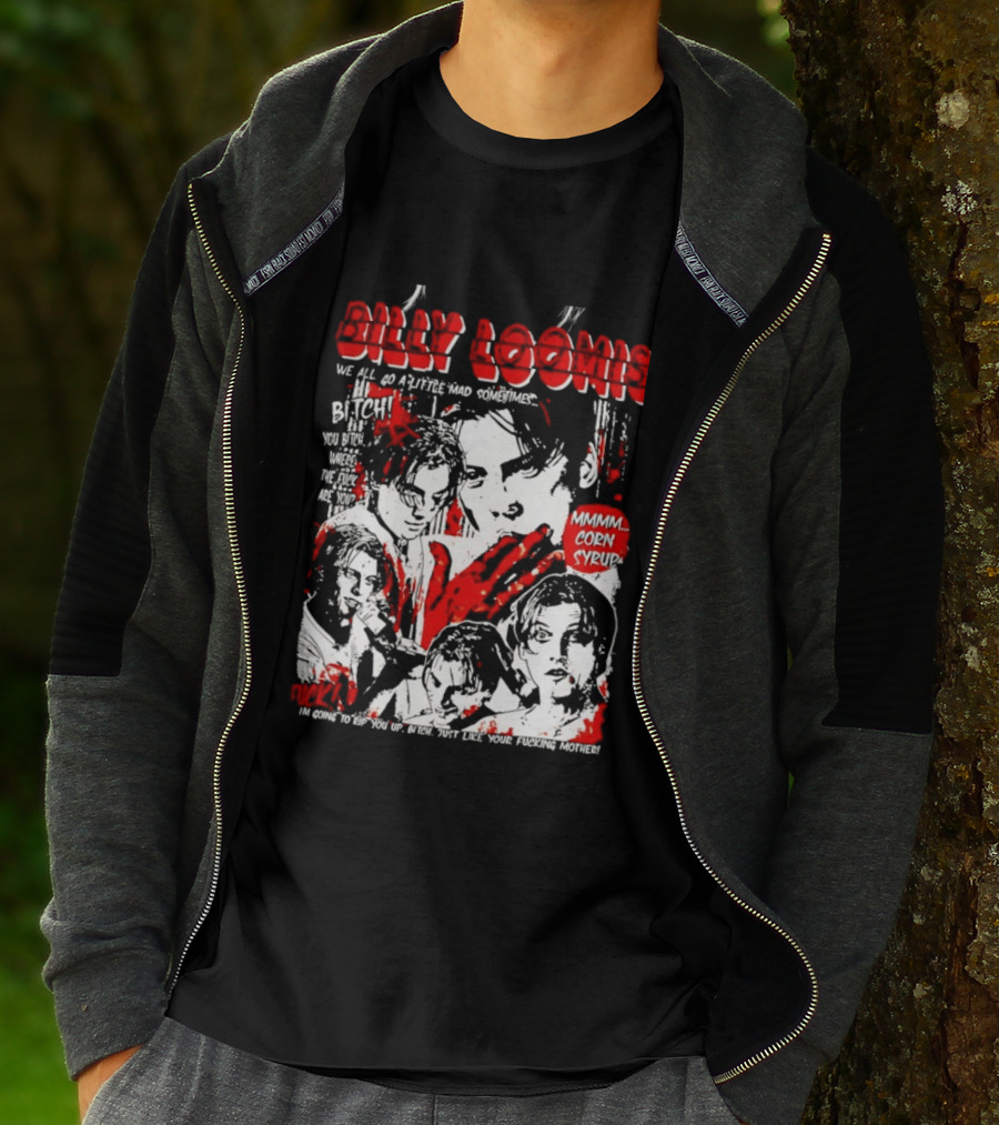 Billy Loomis We All Go A Little Mad Sometimes Horror Movie Icon Scream Blood Red T-Shirt