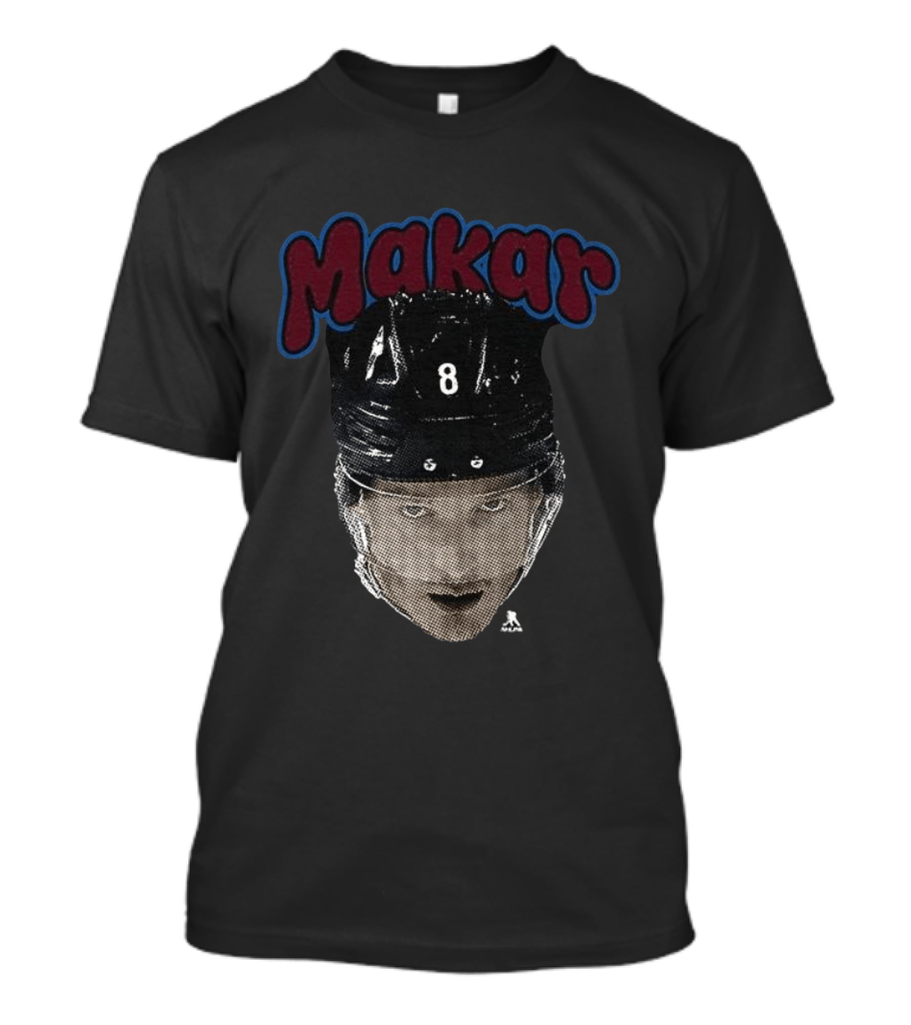 Cale Makar 8 Big Face Colorado Avalanche Hockey T-Shirt