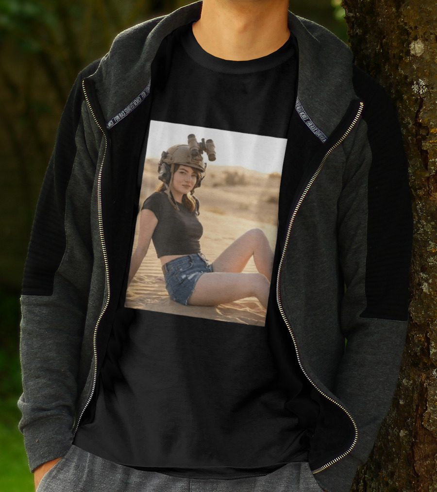 Emma Stone Desert Night Vision Helmet Adventure T-Shirt