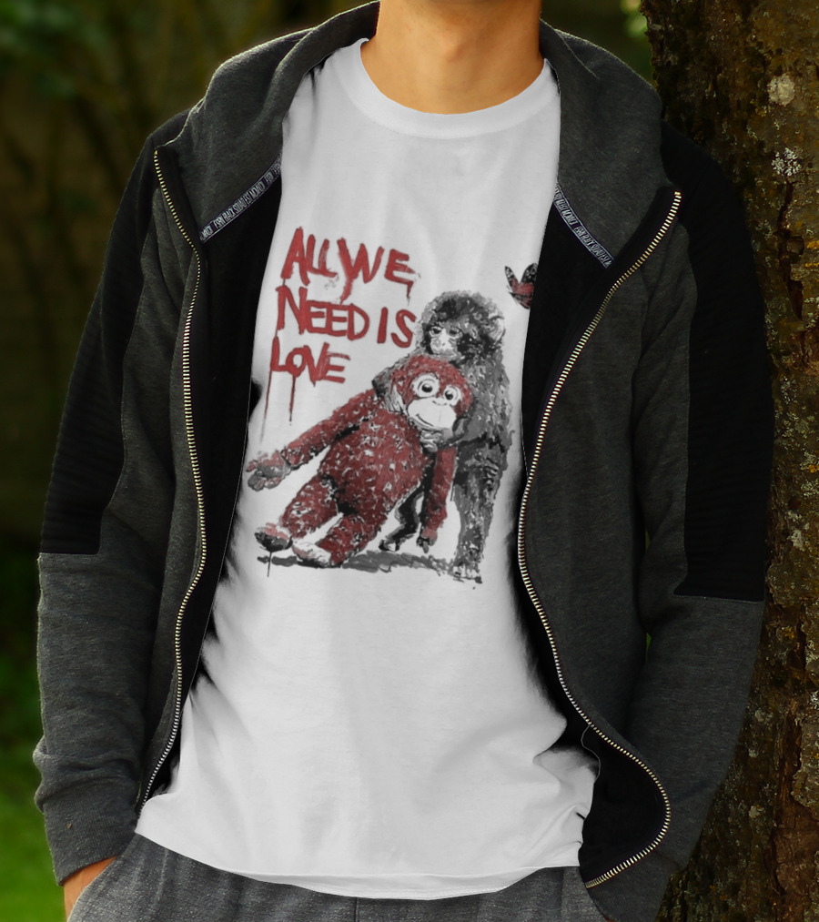 All We Need Is Love Baby Monkey Punch Ikea Doll Japan Zoo T-Shirt