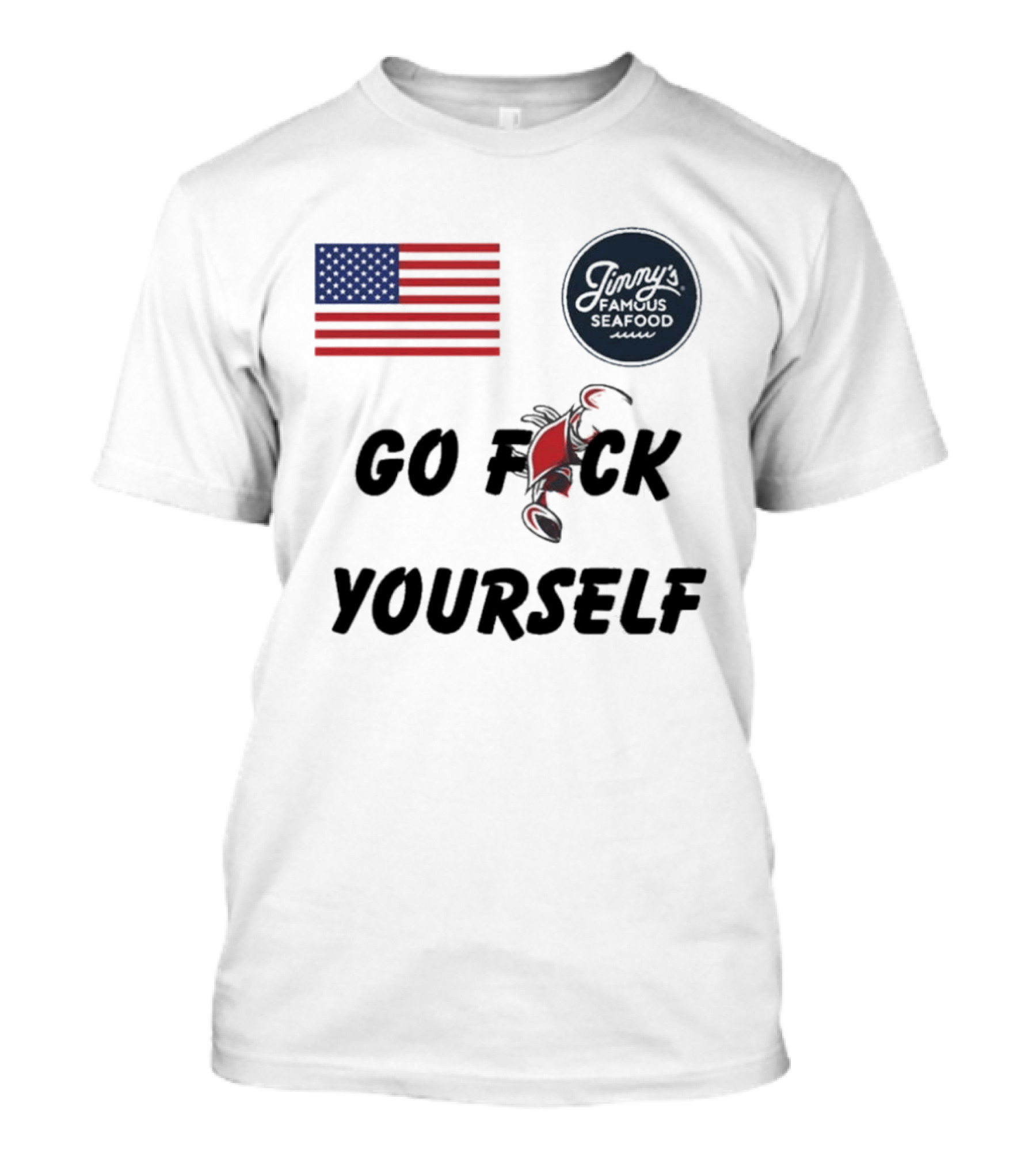 Jimmys Seafood Go F Yourself Crab American Flag T-Shirt