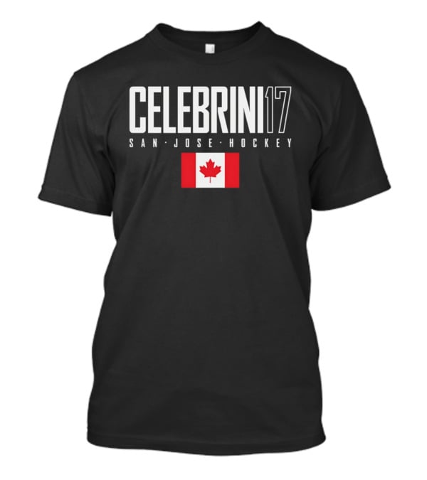 San Jose Hockey Celebrini 17 Canada Flag T-Shirt