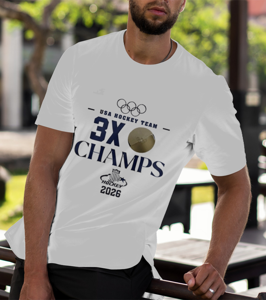 USA Hockey Team 3X Champs Olympic Gold Medal 2026 T-Shirt