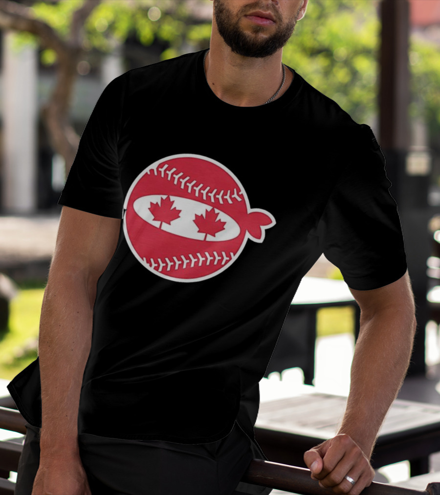 Canada Baseball Maple Leaf Ninja Pitching T-Shirt