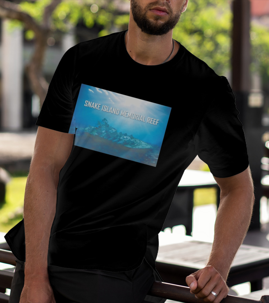Snake Island Memorial Reef Submerged Ship Ocean Scene T-Shirt