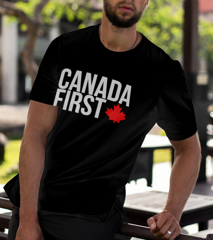 Canada First Baseball Red Maple Leaf T-Shirt
