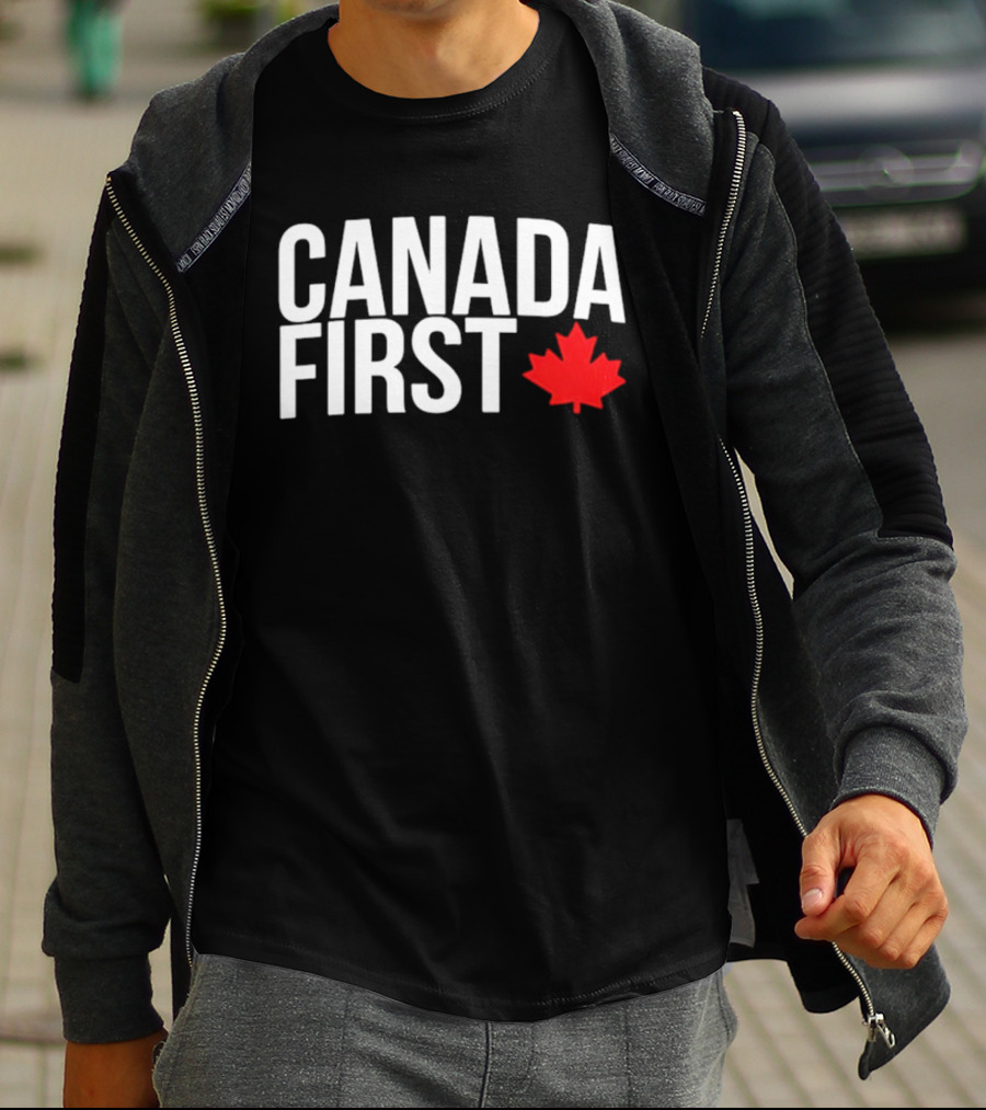 Canada First Baseball Red Maple Leaf T-Shirt