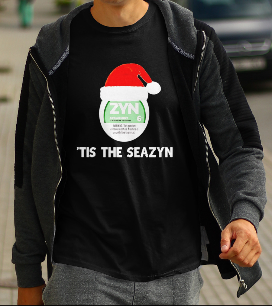 Zyn Spearmint Christmas Tis The Seazyn With Santa Hat T-Shirt