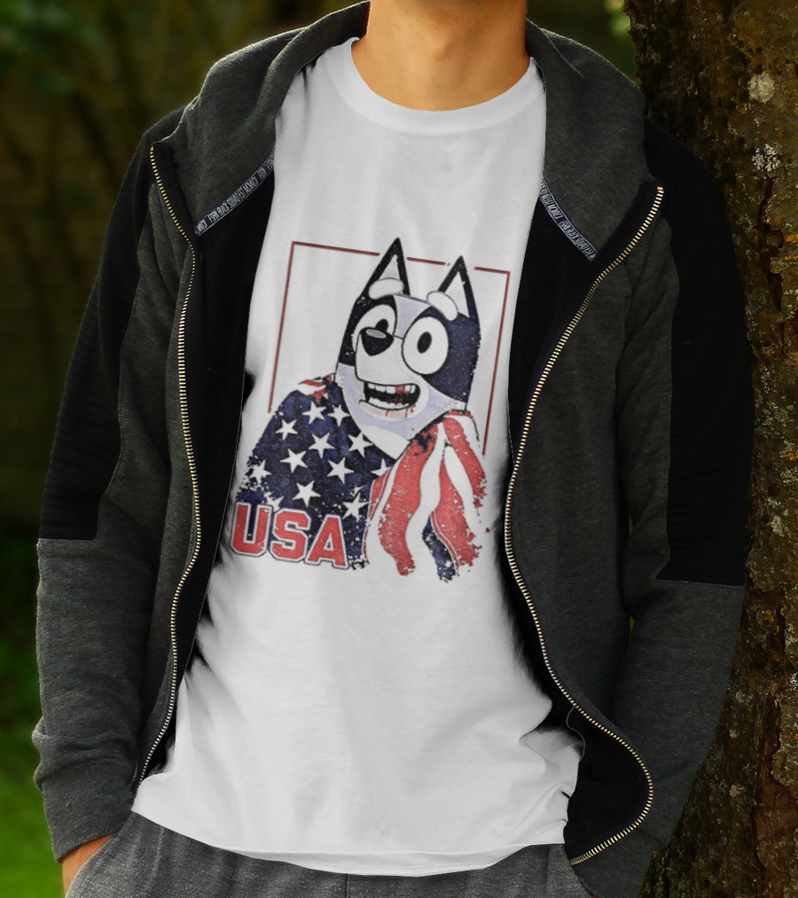 USA Bluey Hockey Jack Hughes Team Smile T-Shirt