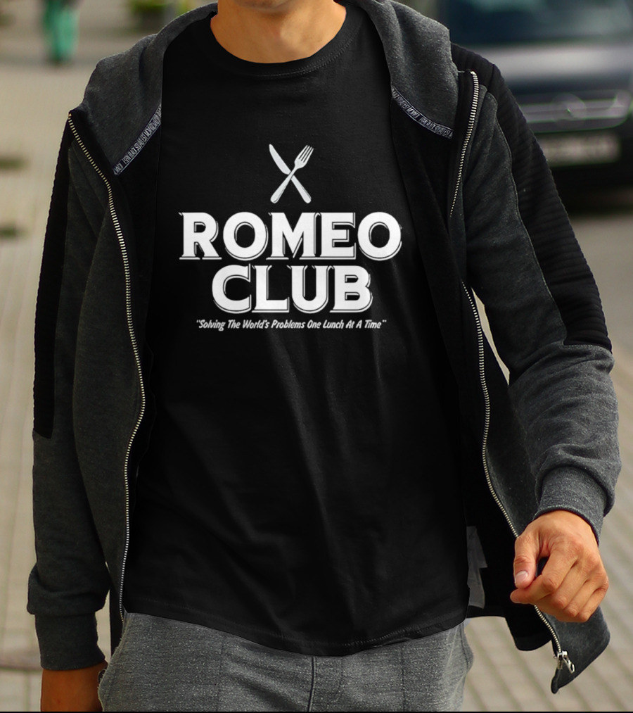 ROMEO Club Solving The World's Problems One Lunch At A Time Fork Knife T-Shirt